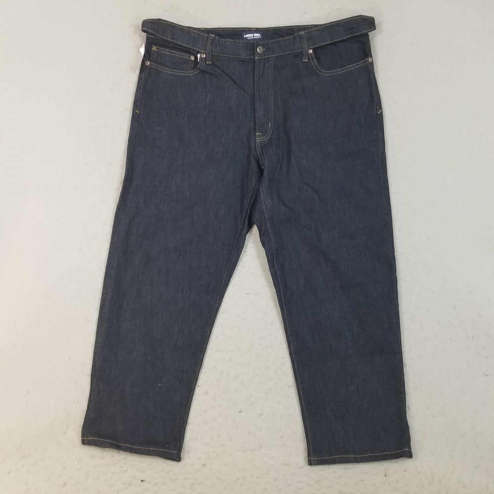 Lands End Jeans Mens 42x28 Blue Square Rigger Traditional Comfort Waist Indigo